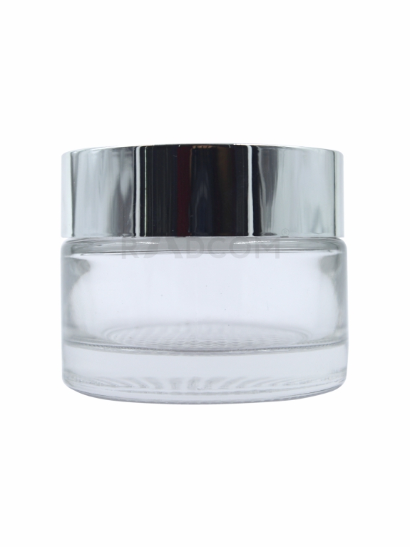 50Gm Plum Jar - Clear-With Plastic Silver Cap With Inner Lid